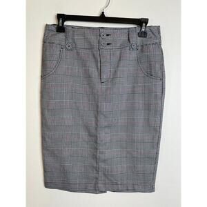 BBJ Los Angeles Womens Straight Pencil Skirt Size Medium Black White Check